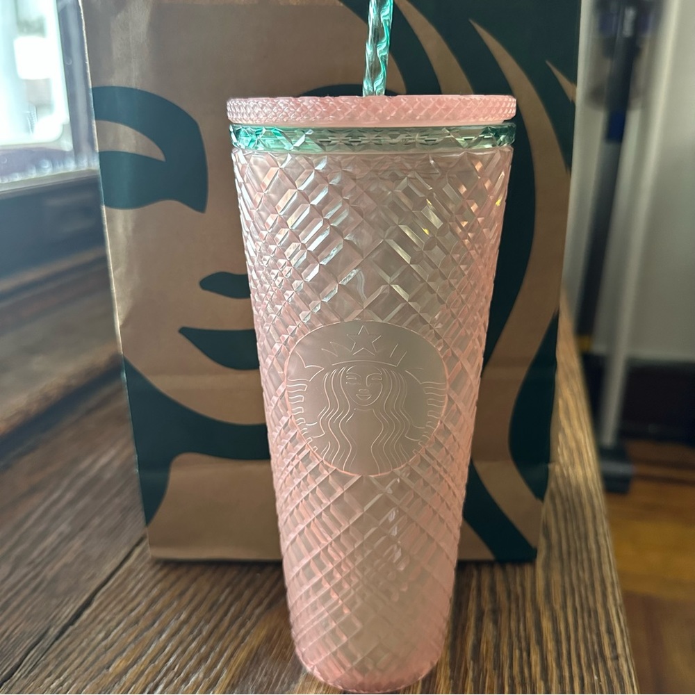 Brand New Authentic Starbucks jeweled tumbler | 24 oz Venti | Pearl Peach